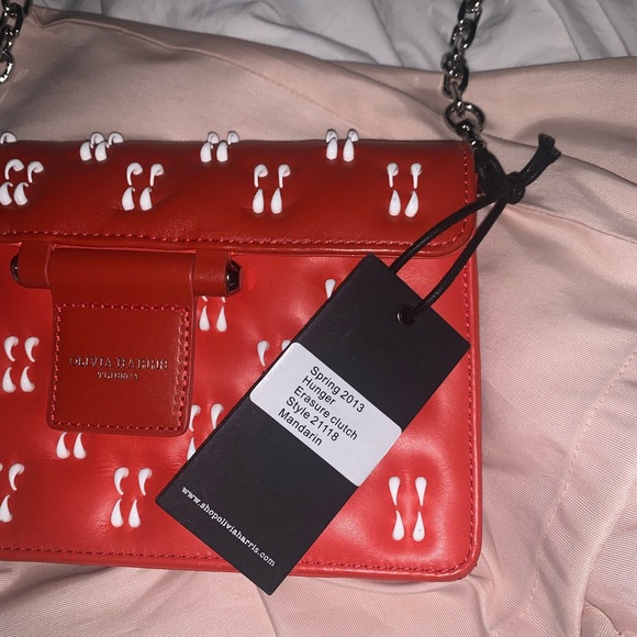 OLIVIA HARRIS Tribeca Red Hunger Erasure Handbag + Clutch - NWT+Ultra Rare! - Picture 2 of 6